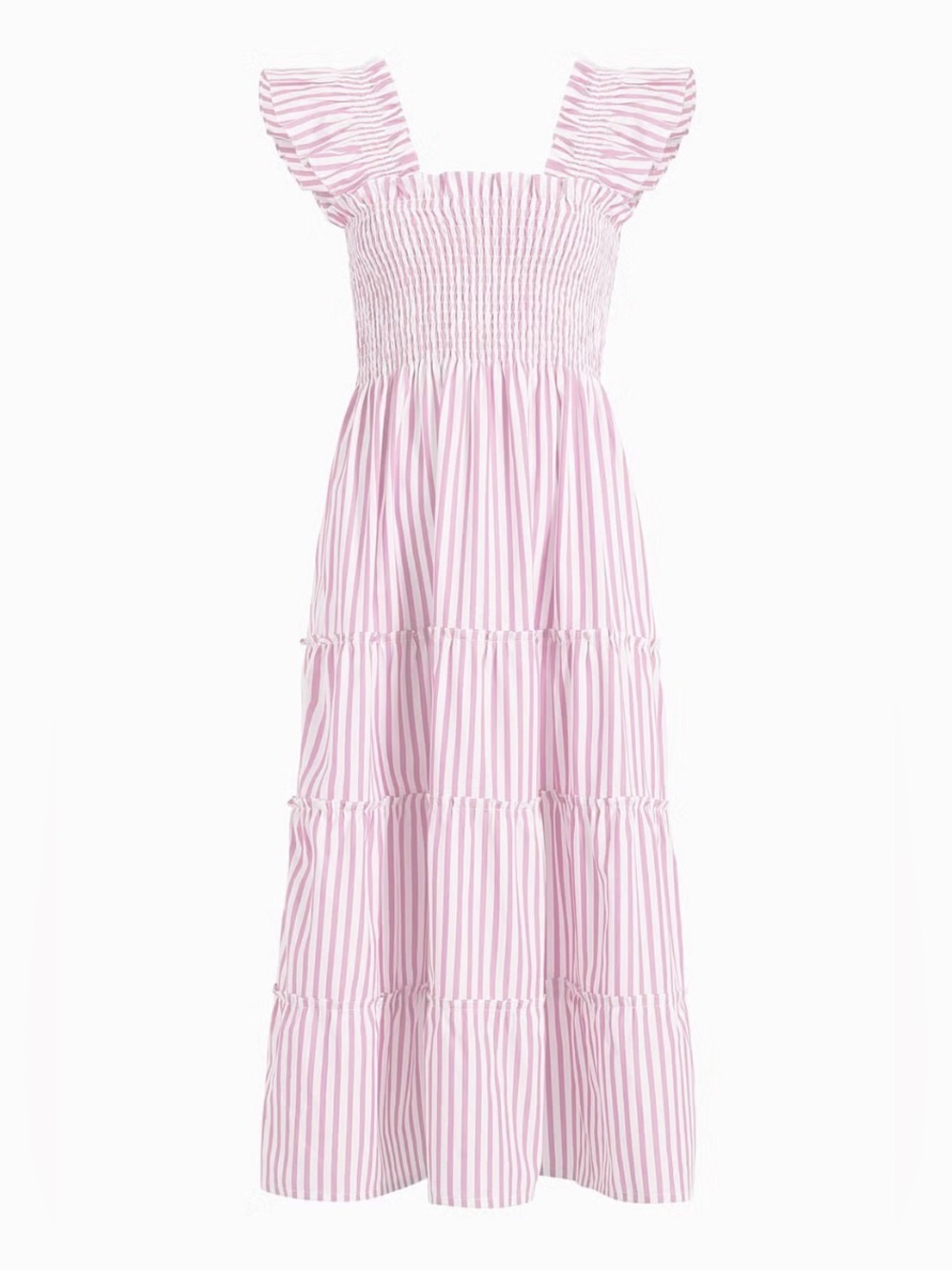 Hill House The Ellie Nap Dress in Pink/White Stripe, Size Small